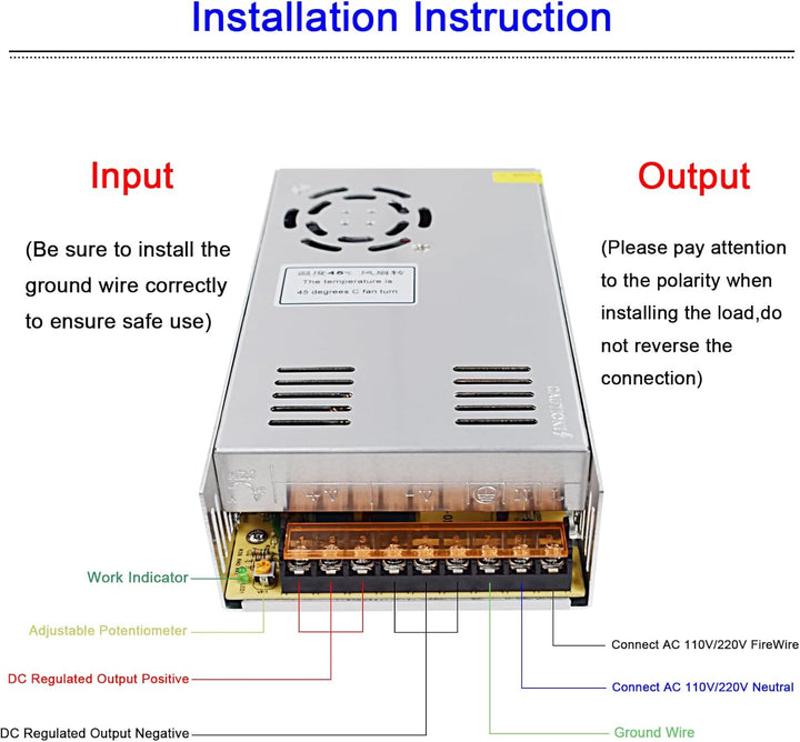 Baiyouli Netzteil 36V 10A 360W Schaltnetzteil Adapter Transformator AC 110V / 220V to DC Schaltwandl