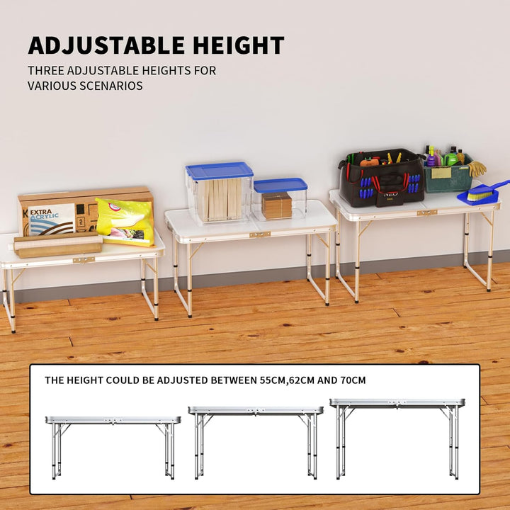 Klapptisch Campingtisch Klappbar Camping Tisch aus Alu, Campingtisch Faltbar Tragbar für Balkon/Gart
