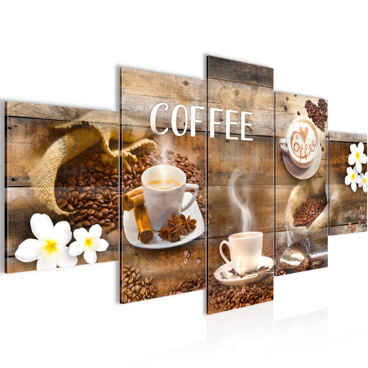 Runa Art Wandbilder Kaffeetasse Küche 5 Teilig Bild auf Vlies Leinwand Deko Esszimmer Küchenbilder K