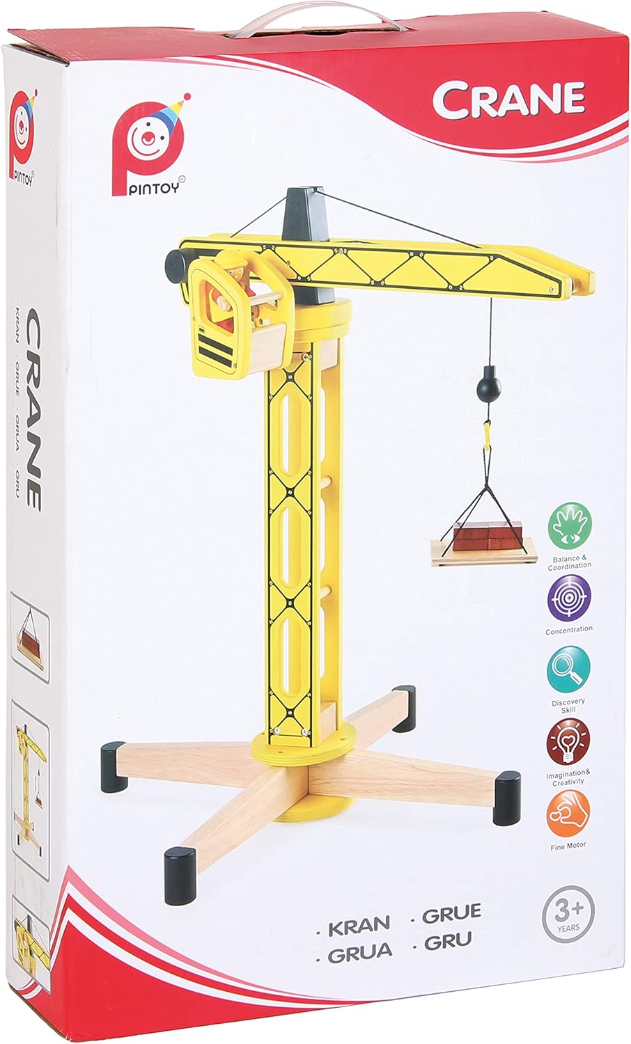 Bartl 112362 Pintoy Kran 61cm aus Massivholz | Qualitatives Spielzeug für Kinder ab 3 Jahren, Kran