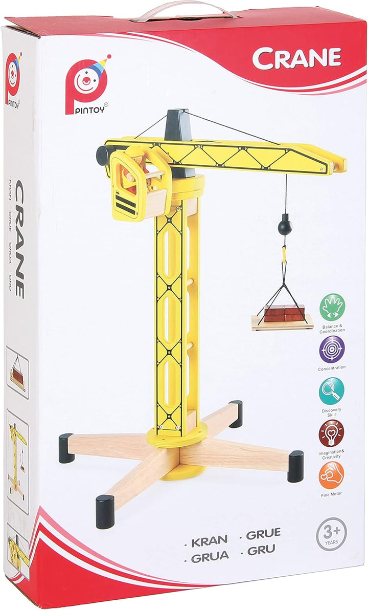 Bartl 112362 Pintoy Kran 61cm aus Massivholz | Qualitatives Spielzeug für Kinder ab 3 Jahren, Kran