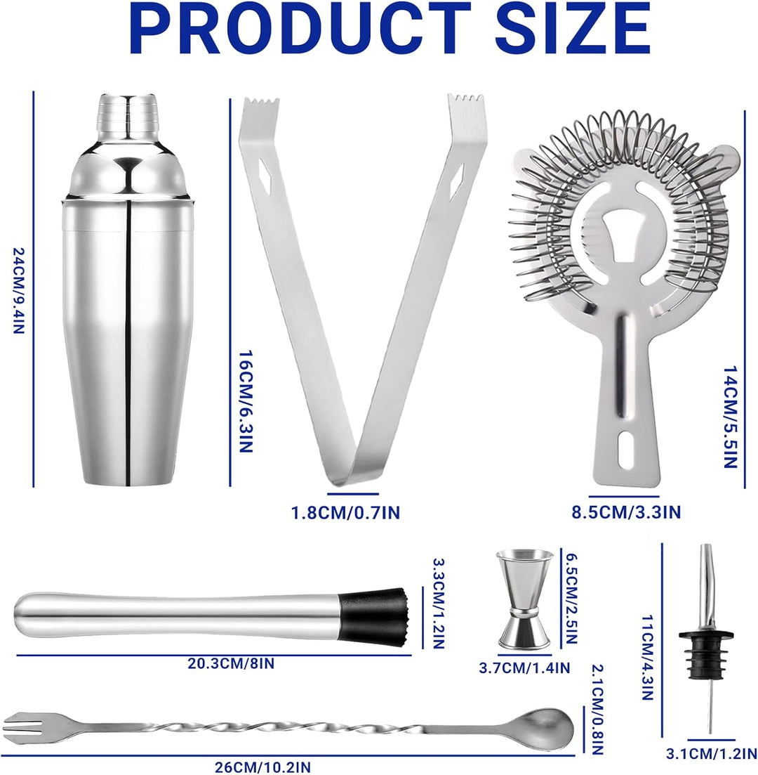 Cocktail Set - Edelstahl Cocktail Shaker - Coktailmixset 750 ML - Cocktail zubehör mit Shaker, doppe