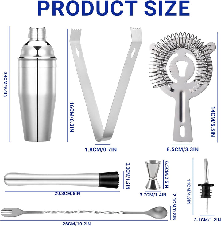 Cocktail Set - Edelstahl Cocktail Shaker - Coktailmixset 750 ML - Cocktail zubehör mit Shaker, doppe