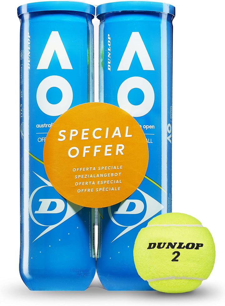 Dunlop Tennis Ball Australian Open - for Clay, Hard Court and Grass 2x4 Bälle, 2x4 Bälle