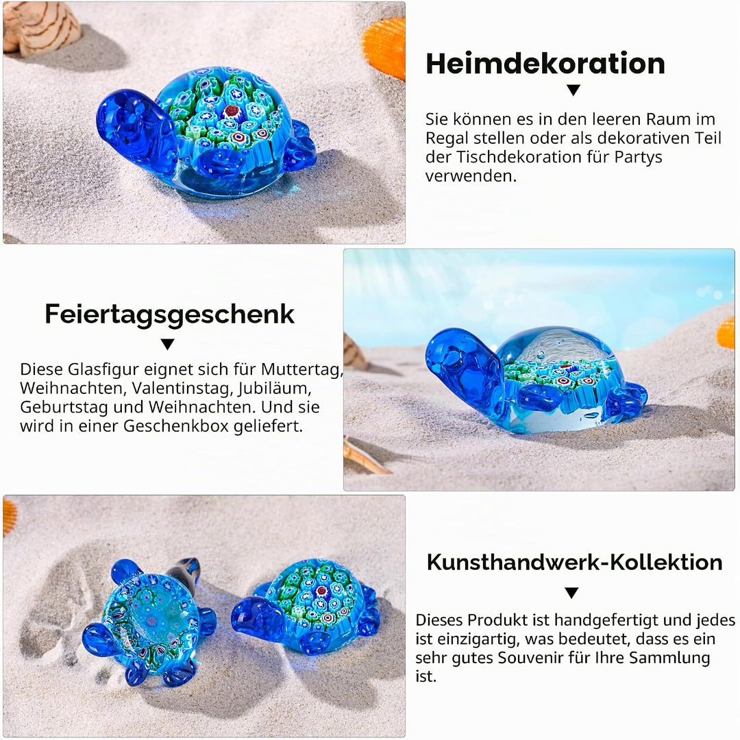Handgeblasene Glas-Schildkröten-Figuren, Briefbeschwerer als Geburtstagsgeschenk, Glasschildkröten-S