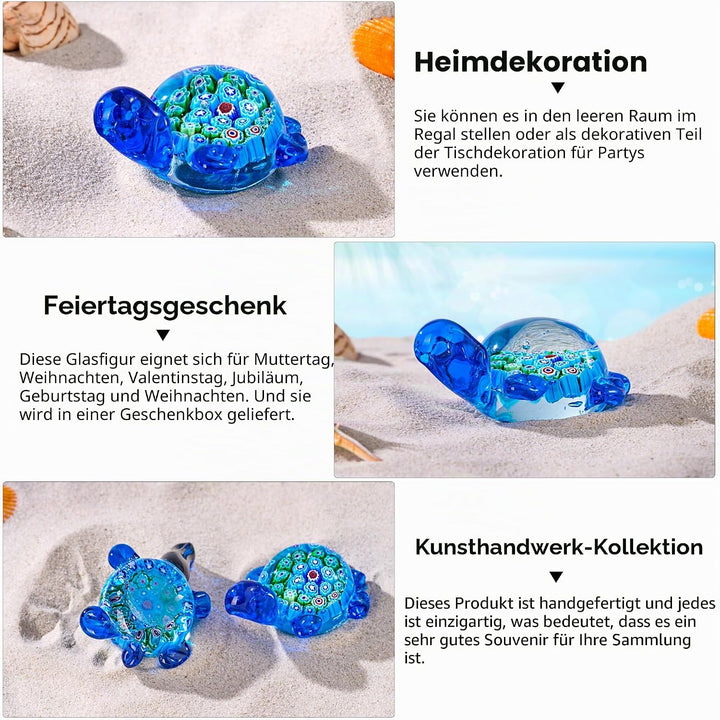 Handgeblasene Glas-Schildkröten-Figuren, Briefbeschwerer als Geburtstagsgeschenk, Glasschildkröten-S