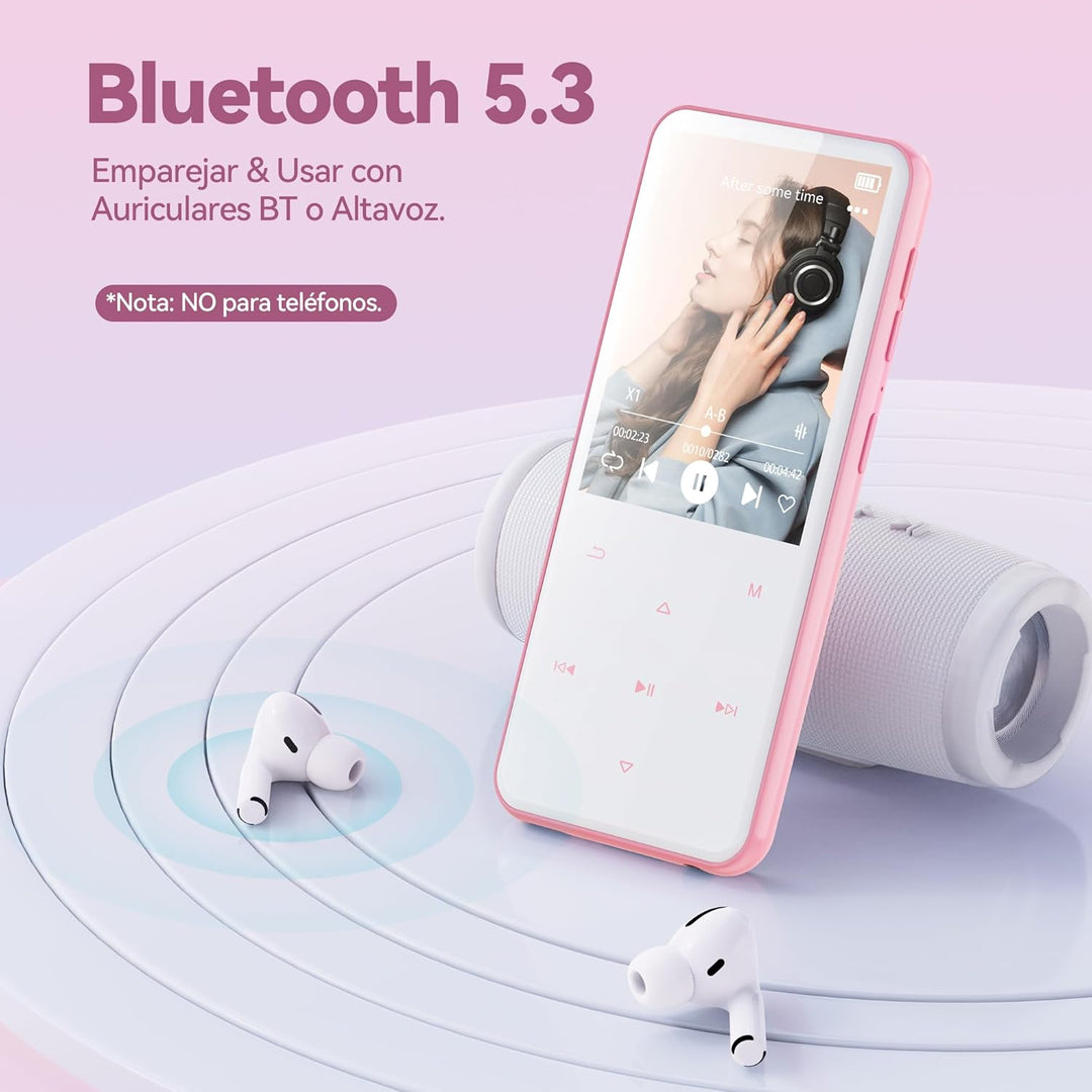AGPTEK 64GB MP3 Player Bluetooth 5.3 mit 2,4" TFT Farbbildschirm, HiFi Musik Kinder MP3 Player mit L