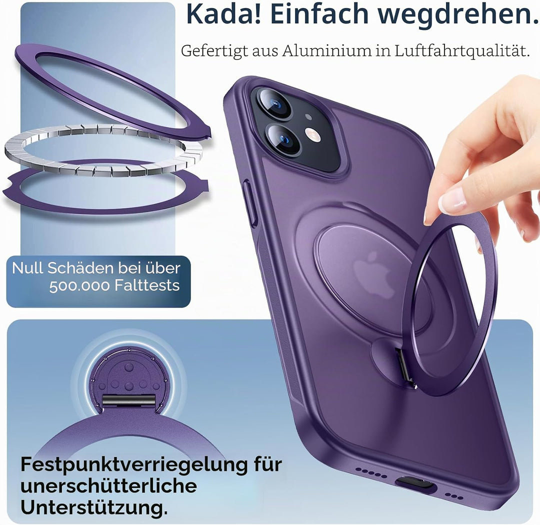 Anqrp 360° All-in-One-Ständerhülle für iPhone 12/12 Pro Hülle mit Rotierbarem Magnetischem Ständerri