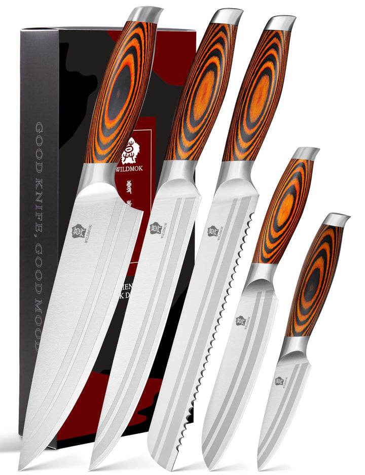 WILDMOK 5 Stück Messerset Küchenutensilien Messer, Deutscher Edelstahl Professioneller Küchenchef Kü