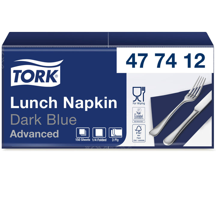 Tork 477412 Soft Lunchservietten Dunkelblau / 3lagige, saugfähige Papierservietten in Blau / Vielfäl