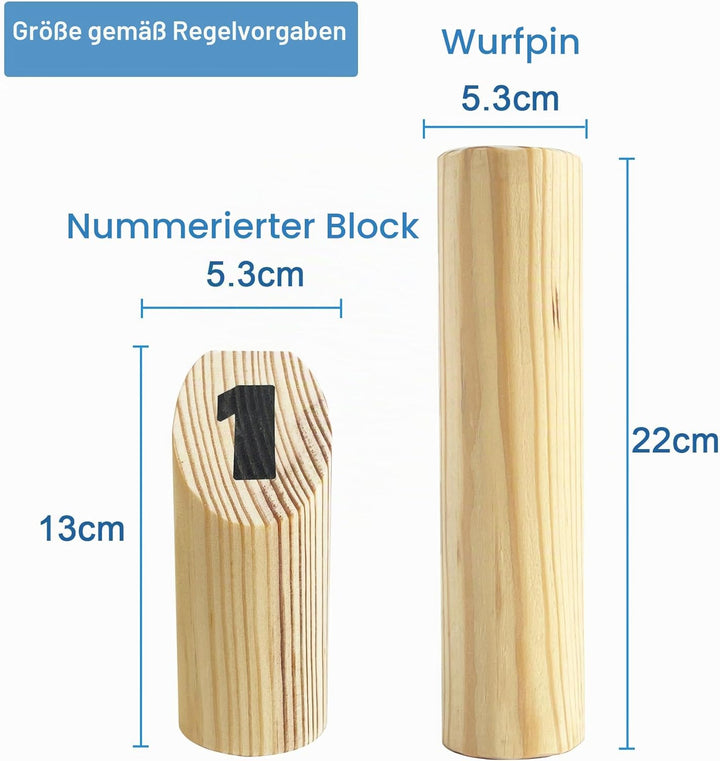 Number Kubb Toss Game Stick Wurfspiel aus Hartholz (mit Tragetasche, Hinterhof) Backyard Wood, Backy