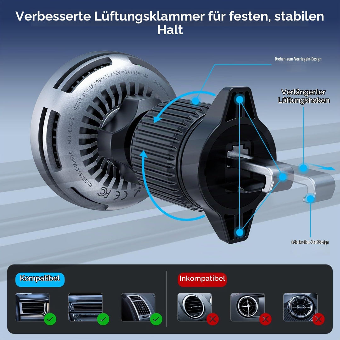 25W Magnetisches Kabelloses Autoladegerät mit Kühlventilator, Polmxs für MagSafe Handyhalterung Auto