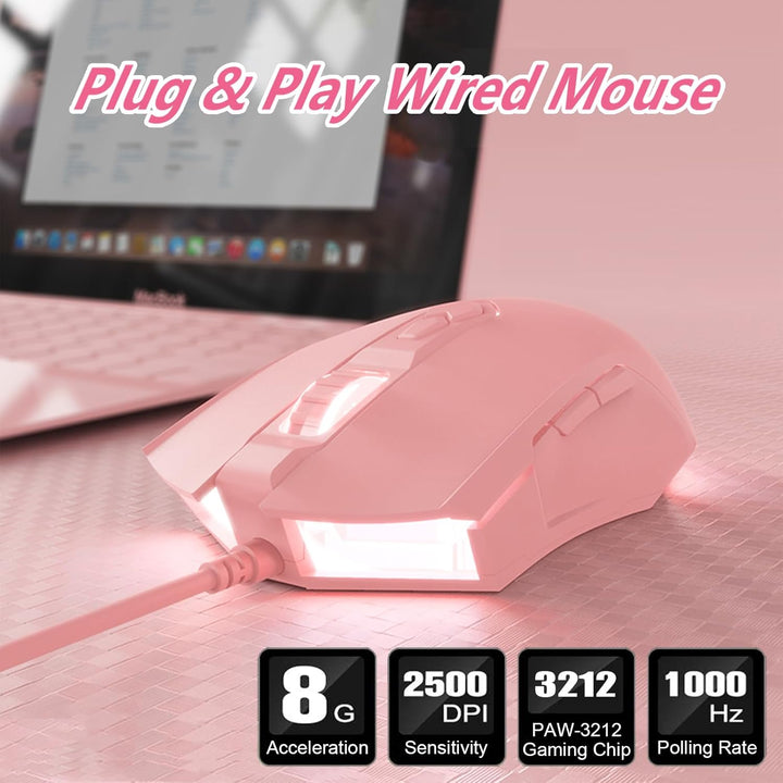 Lomiluskr AJ52 Gaming-Maus, kabelgebunden, 7 programmierbare Tasten, Computermäuse mit RGB-LED-Hinte