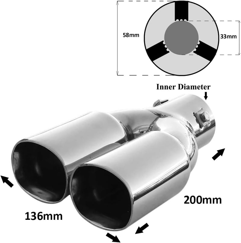 Auspuffblende Doppelrohr Endrohr Edelstahl Auto Endrohrblenden Auspuffendrohr Tuning Universell Scha