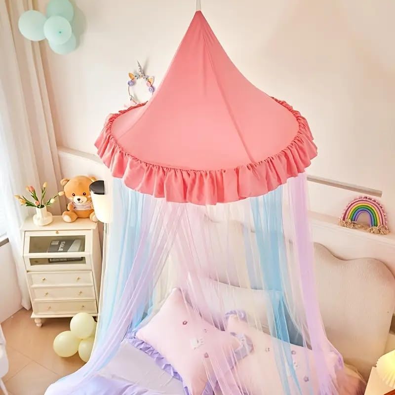 Regenbogen-Moskitonetz, Betthimmel, Prinzessinnen-Betthimmel für Mädchen, Bunte Netzstickerei, Moski