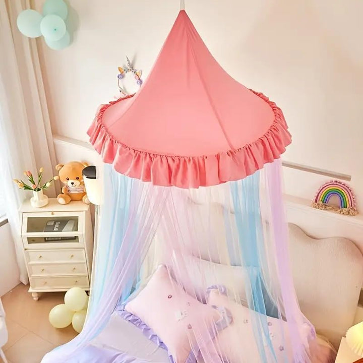 Regenbogen-Moskitonetz, Betthimmel, Prinzessinnen-Betthimmel für Mädchen, Bunte Netzstickerei, Moski