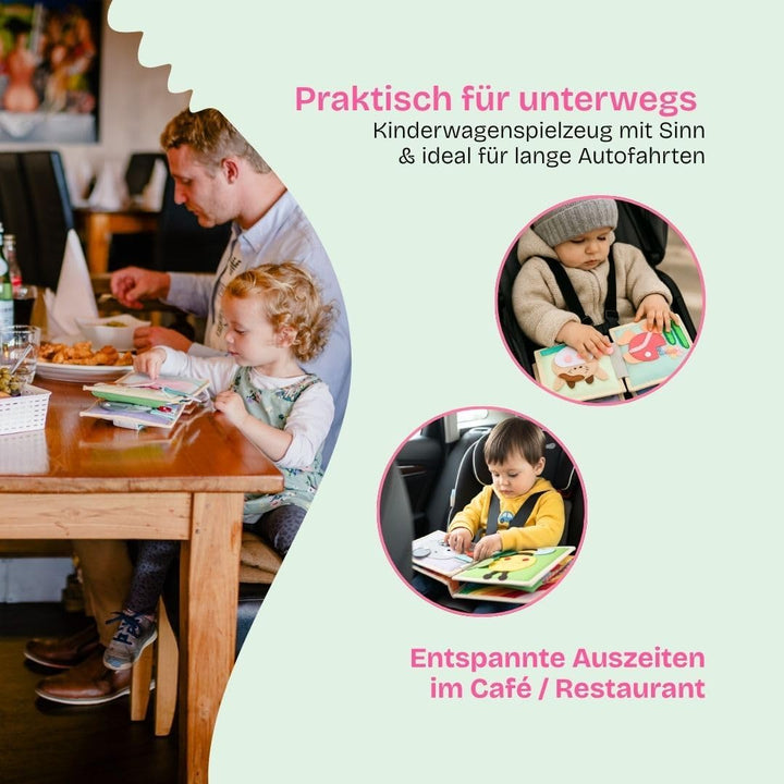 Jolly Designs 6-seitiges Mini Quiet Book Magischer Vogel - Montessori Lernspielzeug Aus Hochwertigem