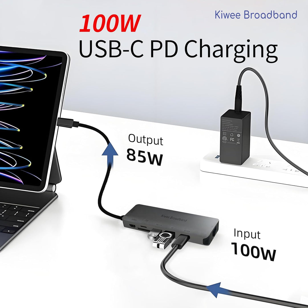 7-in-1 USB-C Hub mit 5G Ethernet, 100W PD-Ladefunktion, 4K HDMI, 2× USB-A 3.2, SD/MicroSD-Kartenlese