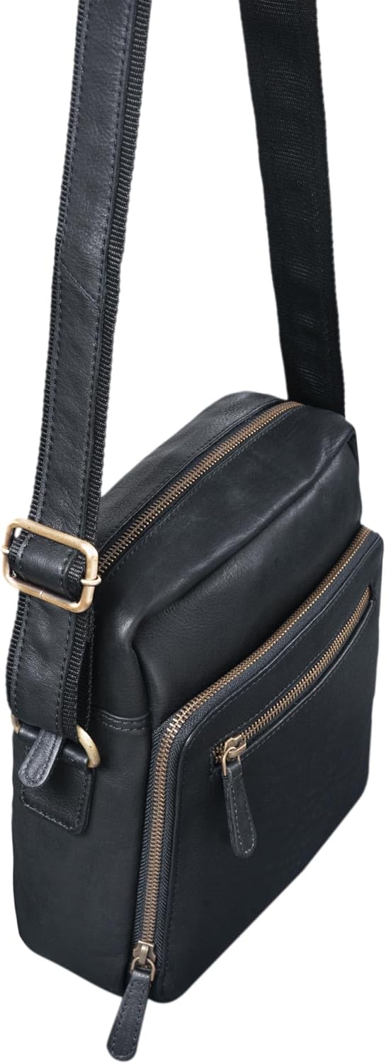 STILORD 'Nathan' Umhängetasche Herren Leder klein braun Vintage Herrentasche 10,1 Zoll Tablettasche