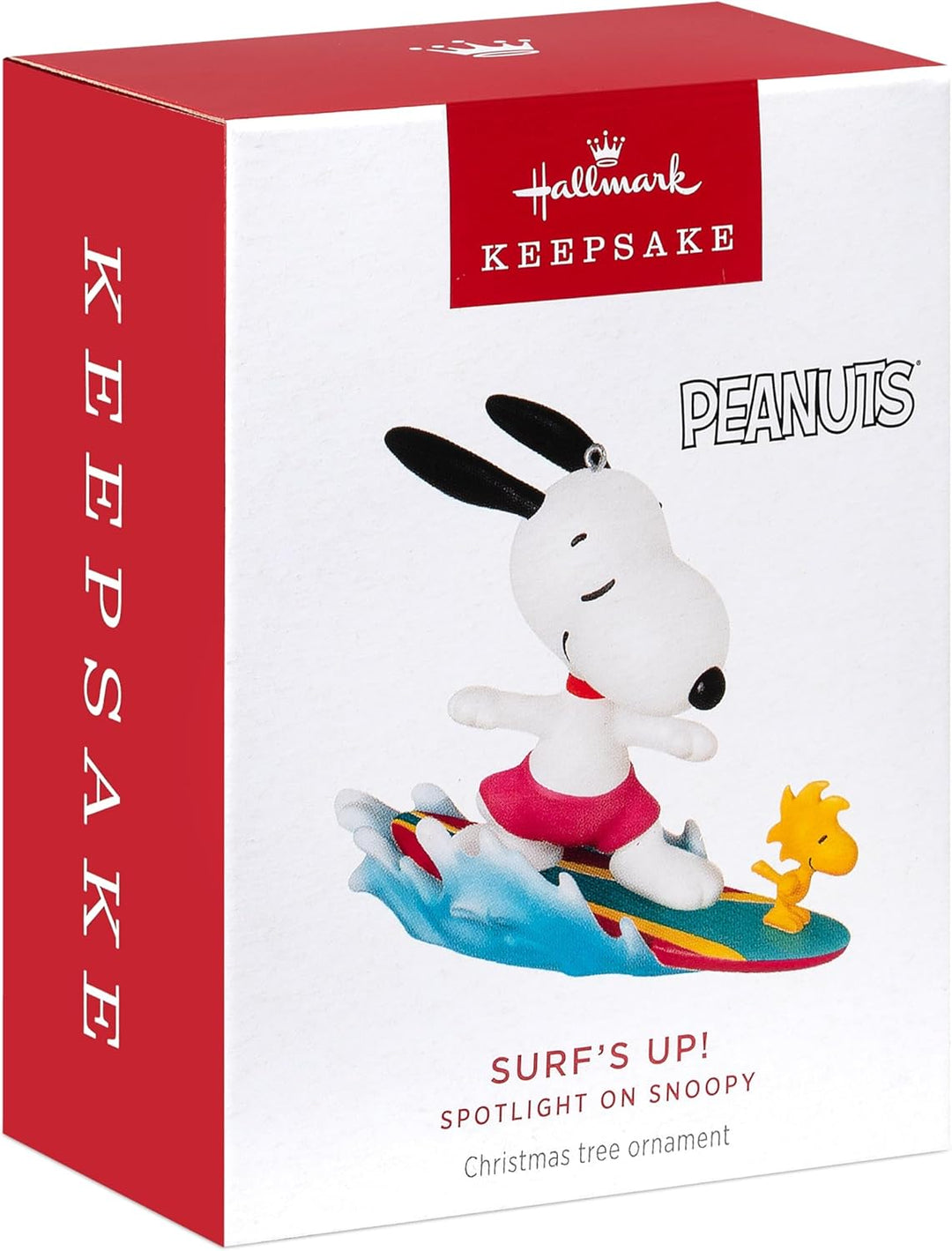 Hallmark Erdnüsse, Design: Snowopy & Woodstock Surfen H6cm by W3.6cm by D7.3cm Weiss, Rot und Blau,
