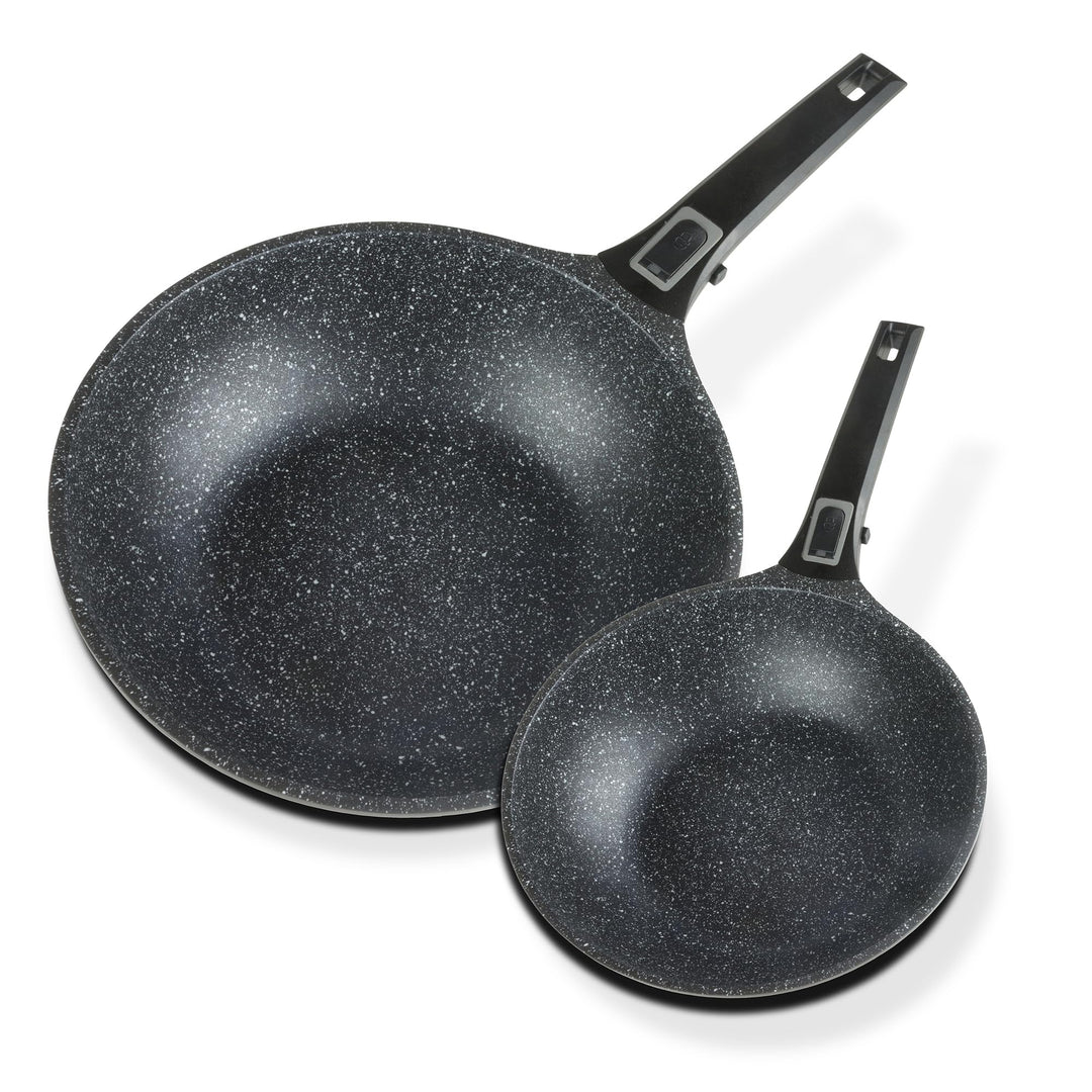 GSW 167765 Pfannen-Set Easy Click mit abnehmbarem Griff, 2-tlg, Aluminium, schwarz - ⌀20 cm und ⌀28