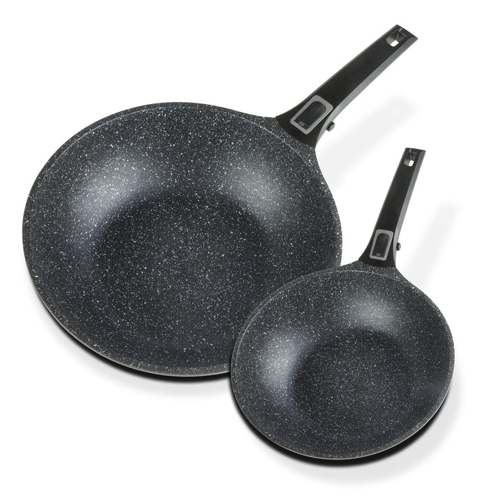GSW 167765 Pfannen-Set Easy Click mit abnehmbarem Griff, 2-tlg, Aluminium, schwarz - ⌀20 cm und ⌀28