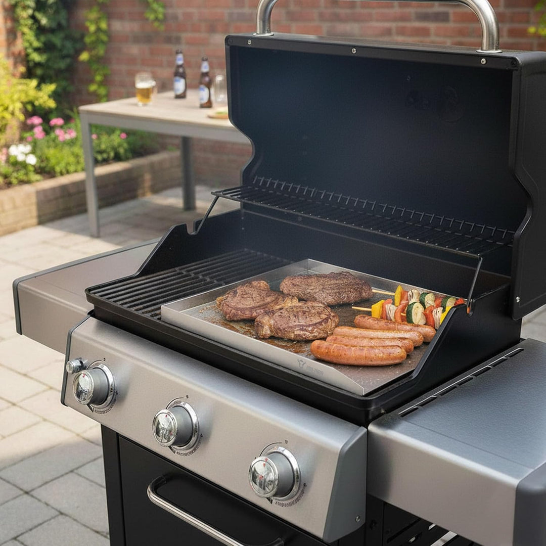 BBQ-Toro Edelstahl Grillplatte | 40 x 41,5 cm | BBQ Plancha, Grillplancha | Rechteckig, Universal un