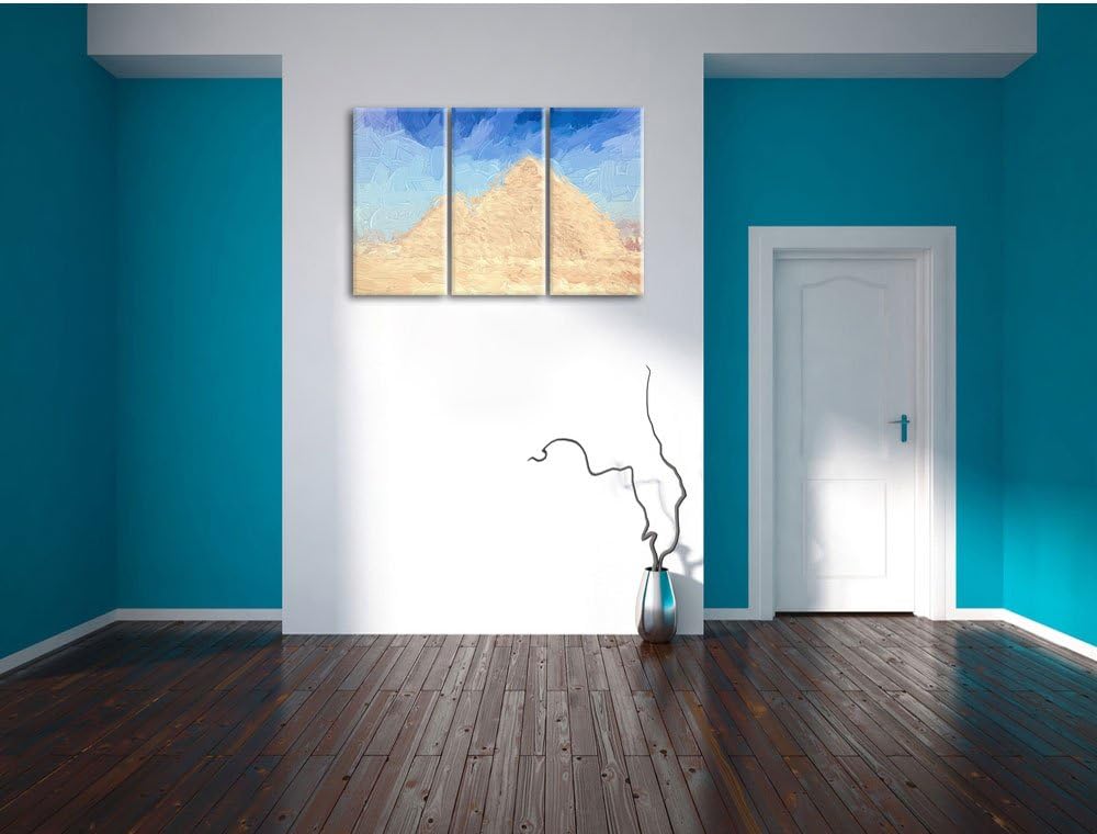 Pixxprint Pyramiden von Gizeh in Ägypten als Leinwandbild/Grösse: 3 Teilig (120x80) cm/Wandbild/Kuns