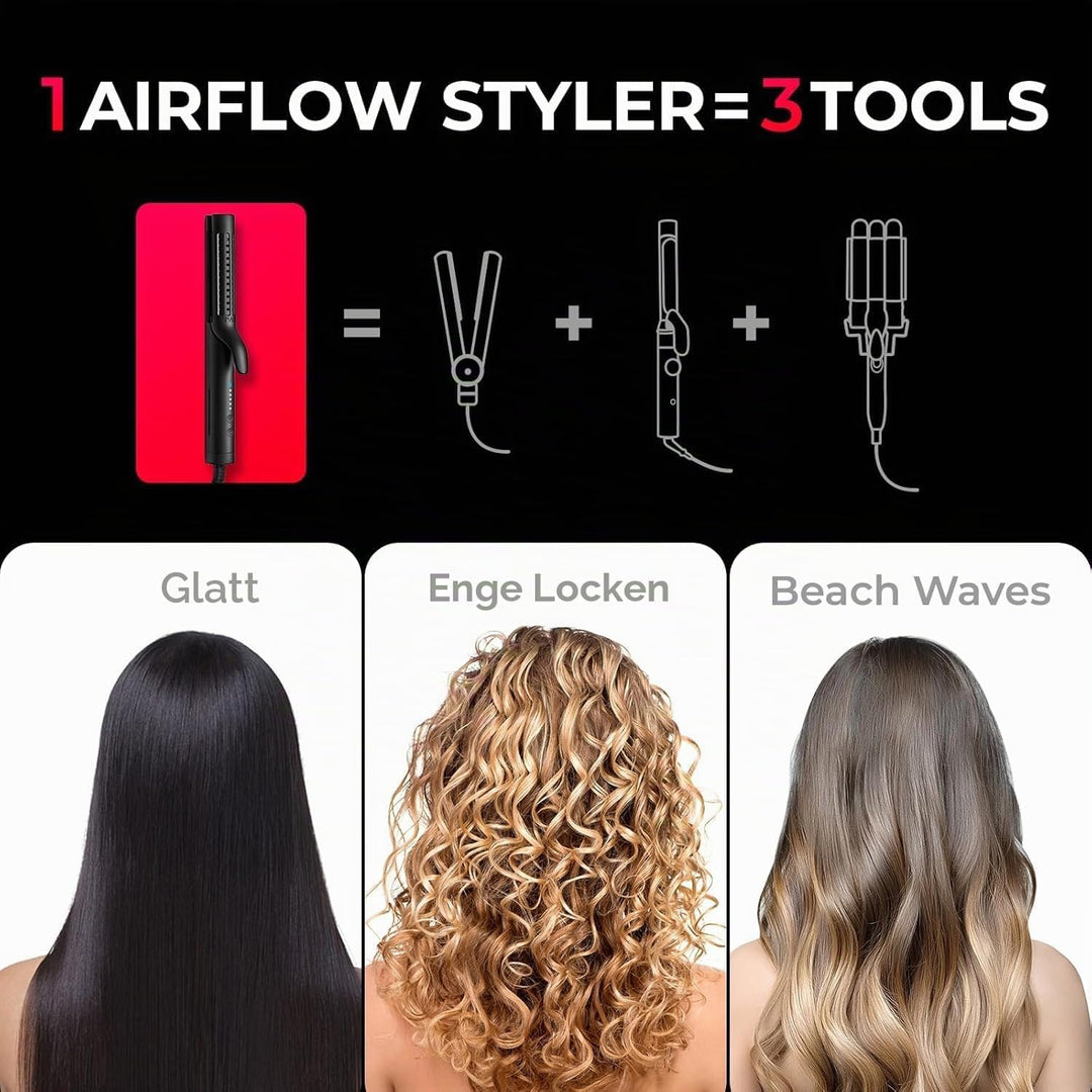 TYMO Airflow Glätteisen Locken und Glätten - Ionen Haarglätter und Lockenstab 2 in 1 für Schnell Glä