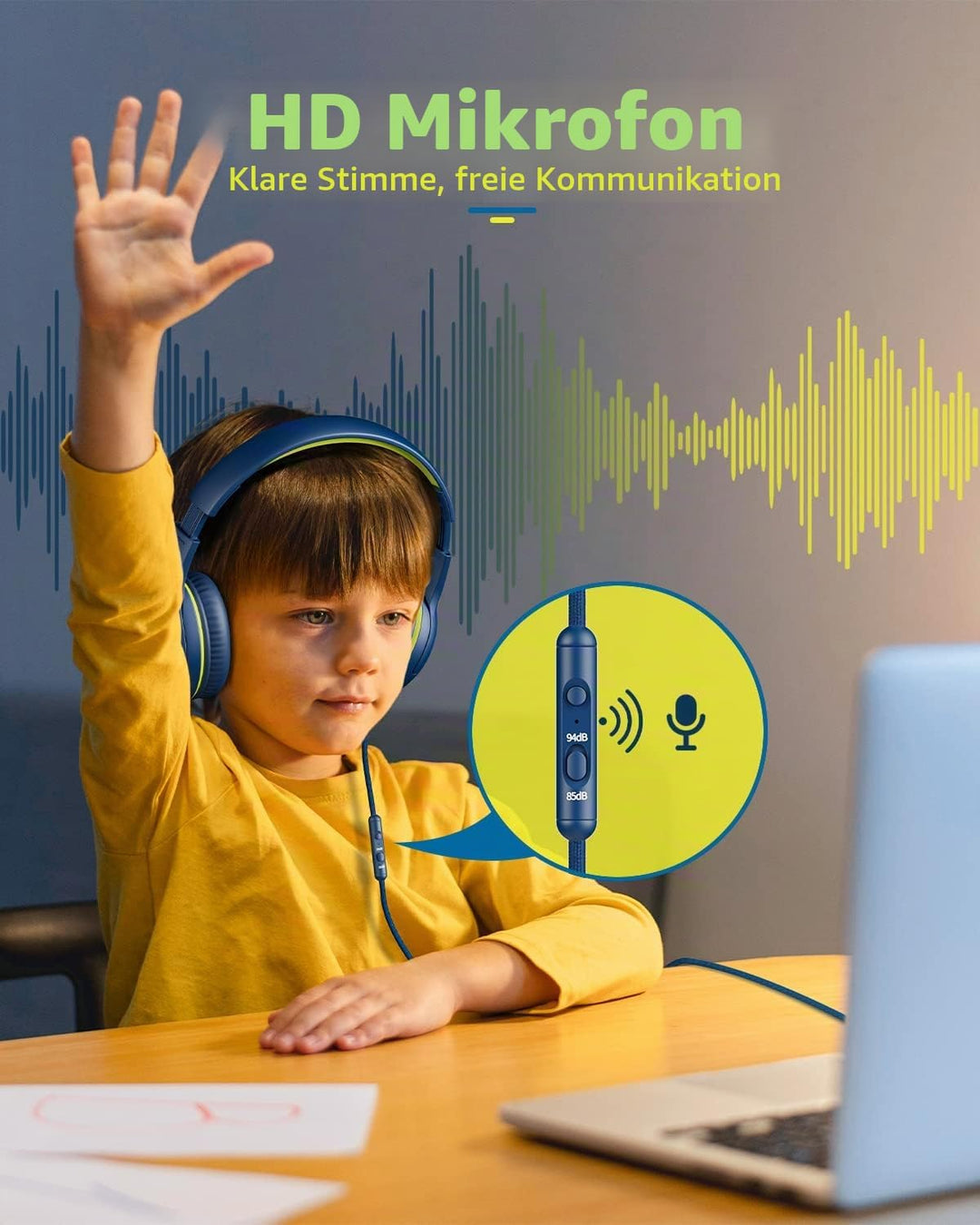 awatrue Kinder Kopfhörer[2 Pack], Kabel Kinderkopfhörer mit Mikrofon, Kopfhörer Kinder für Schule/Re