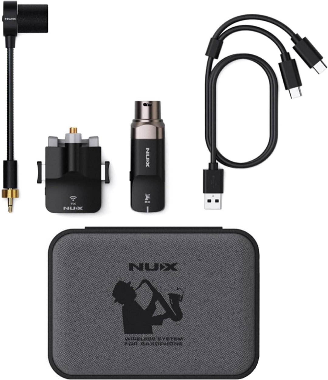 Nux B6 Drahtloses Saxophon Mikrofon System Wireless + keepdrum Poliertuch