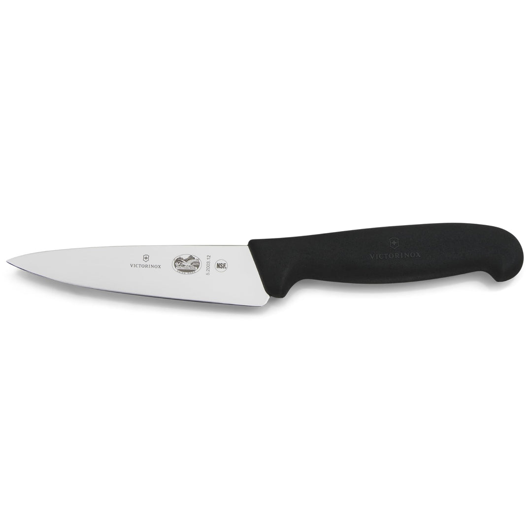 Victorinox Fibrox Kochmesser, Kleines Universalmesser für Obst und Gemüse, 12 cm, Gerade Klinge, Sch