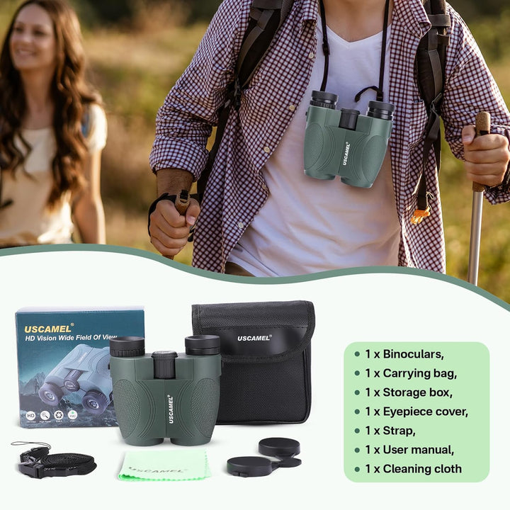 Fernglas für Erwachsene und Kinder, 12x25 Ferngläser BAK4 Prisma FMC-Linse Kompaktes Klein Fernglas