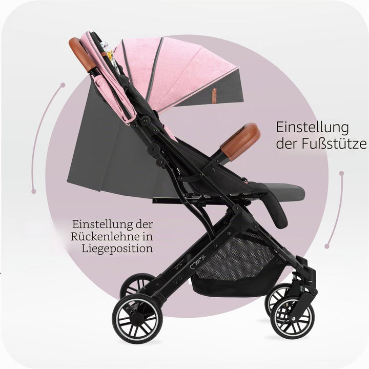 MoMi ESTELLE Kinderwagen ab 6. Monat (bis 15 kg), klappbarer Buggy mit 5-Punkt-Sicherheitsgurt, Eink