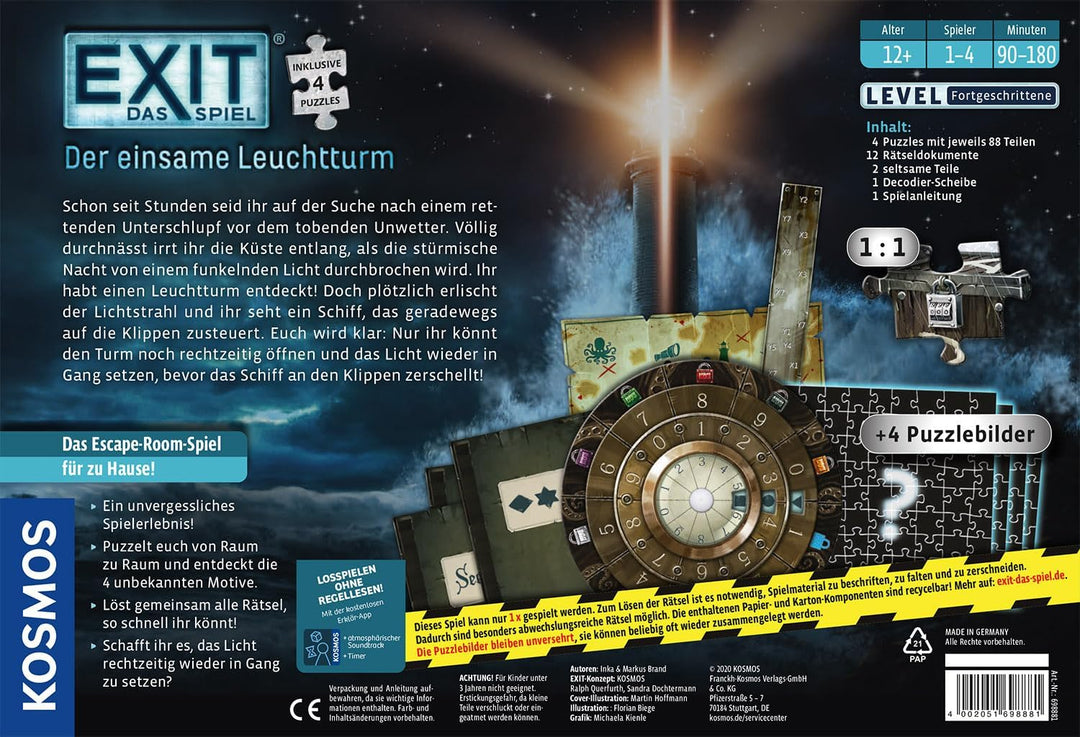 KOSMOS 698881 EXIT® - Das Spiel + Puzzle - Der einsame Leuchtturm, Level: Fortgeschrittene, Escape R