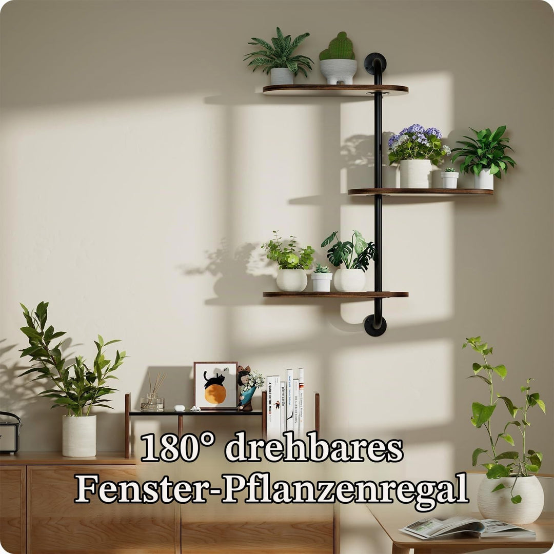 Drehbarer Fensterpflanzenständer Massivholz - Wandmontiertes Pflanzenregal für Küche, Bar &amp; Wohnzimm