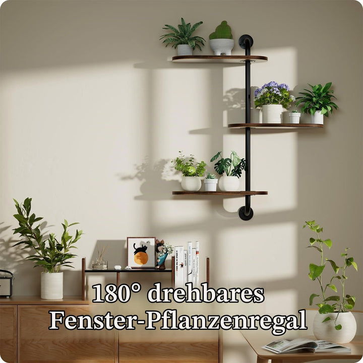 Drehbarer Fensterpflanzenständer Massivholz - Wandmontiertes Pflanzenregal für Küche, Bar &amp; Wohnzimm