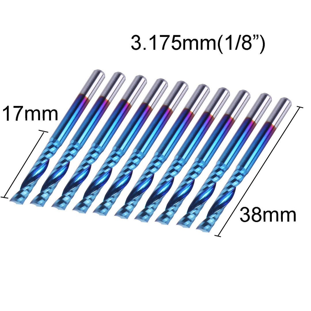 SainSmart Genmitsu 10Pcs Nano Blue Coat flache Nase Schaftfräser CNC Fräser, 1/8 "Schaft Spirale Upc