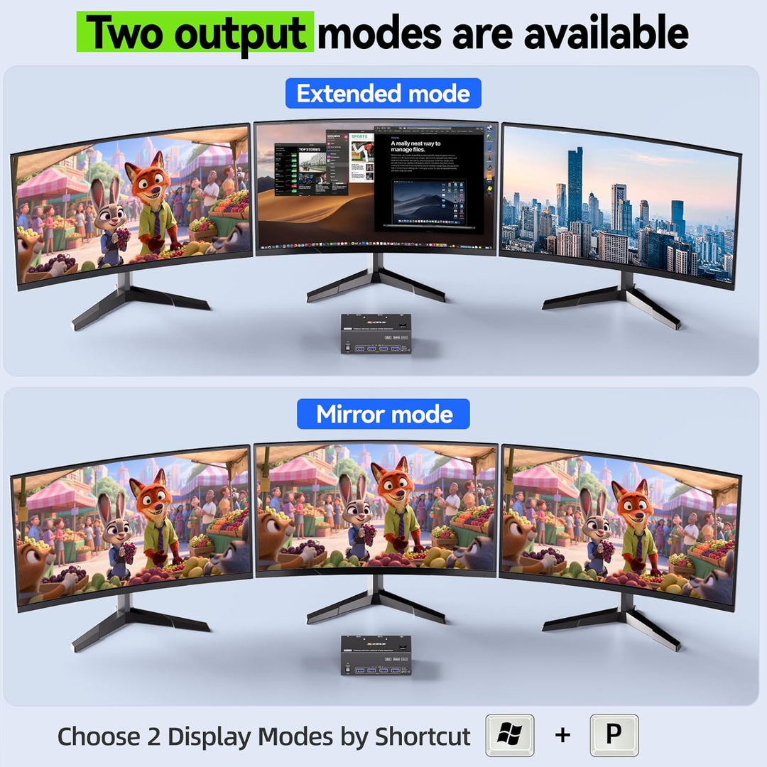 KVM Switch 2 PC 3 Monitore 8K@60Hz,MLEEDA HDMI Displayport KVM Switch Triple Monitor für 2 PC Teilen