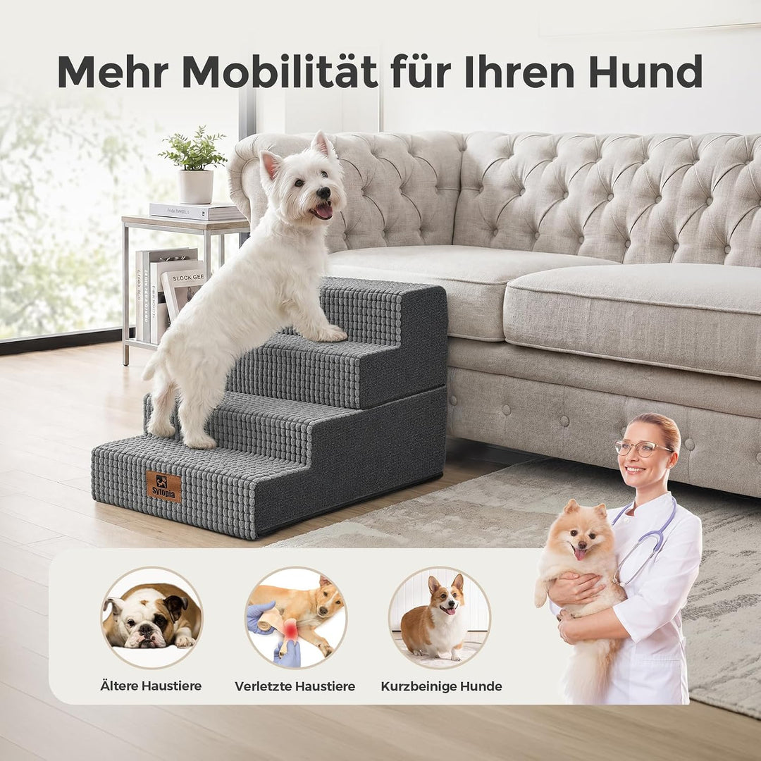 Sytopia Hundetreppe 4 Stufen, 45,7 cm hoch, bis 35 kg, Haustiertreppe für kleine/mittelgrosse Hunde
