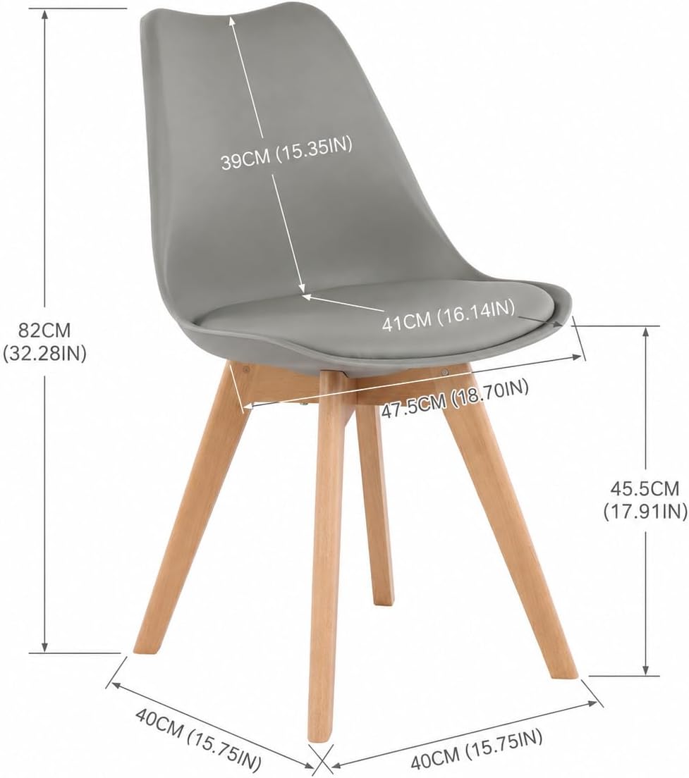 EGGREE 6er Set Esszimmerstühle mit Massivholz Buche Bein SGS Geprüfter, Retro Design Gepolsterter St