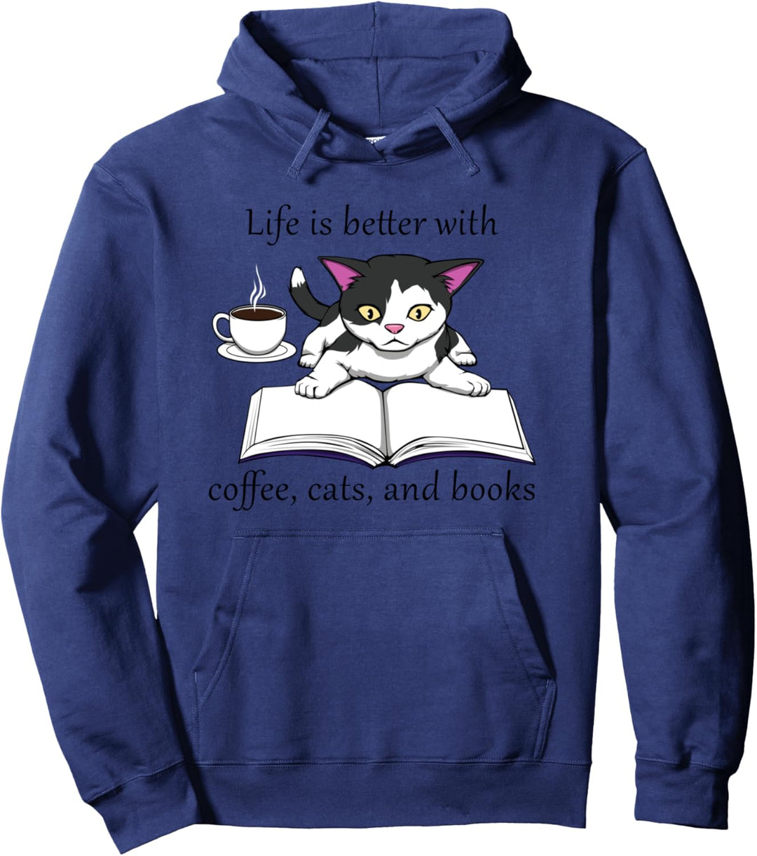 Kätzchen und Kaffee Lesen Buch Pullover Hoodie