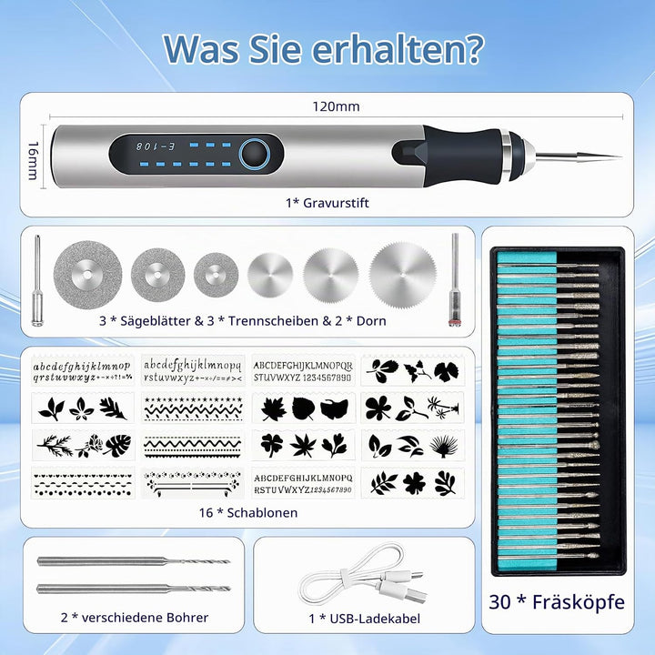 Elektrischer Gravierstift, USB wiederaufladbar, kabellos, tragbares Gravur gerät, Gravur stift für G