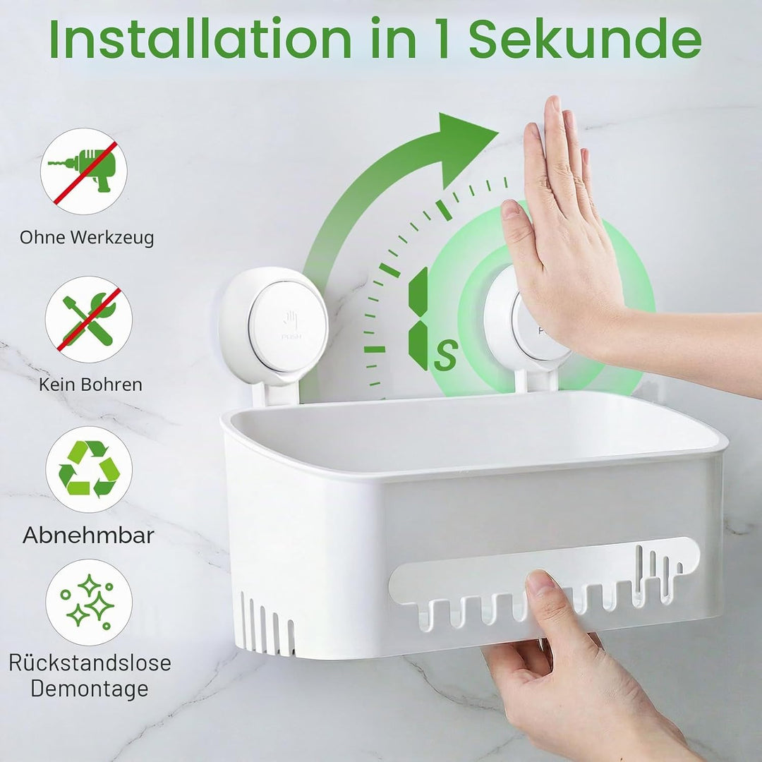Duschablage Ohne Bohren zum hängen, Badezimmer Regal mit Saugnapf, Duschregal wiederverwendbar, Dusc