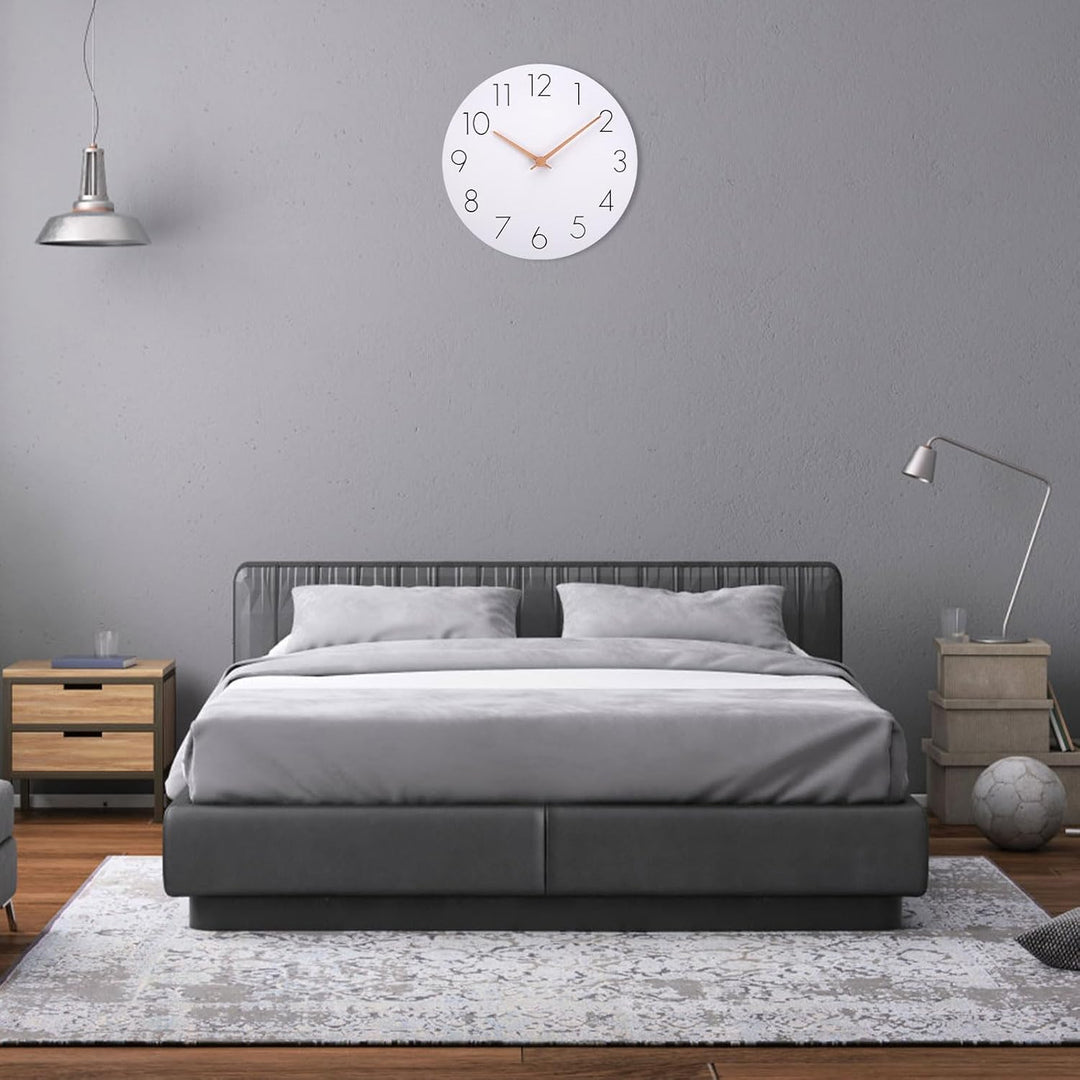 Warminn MDF Holz Wanduhr Ohne TickgeräUsche Lautlos Modern 30cm Quarz Gross Batterie Betriebene Wand
