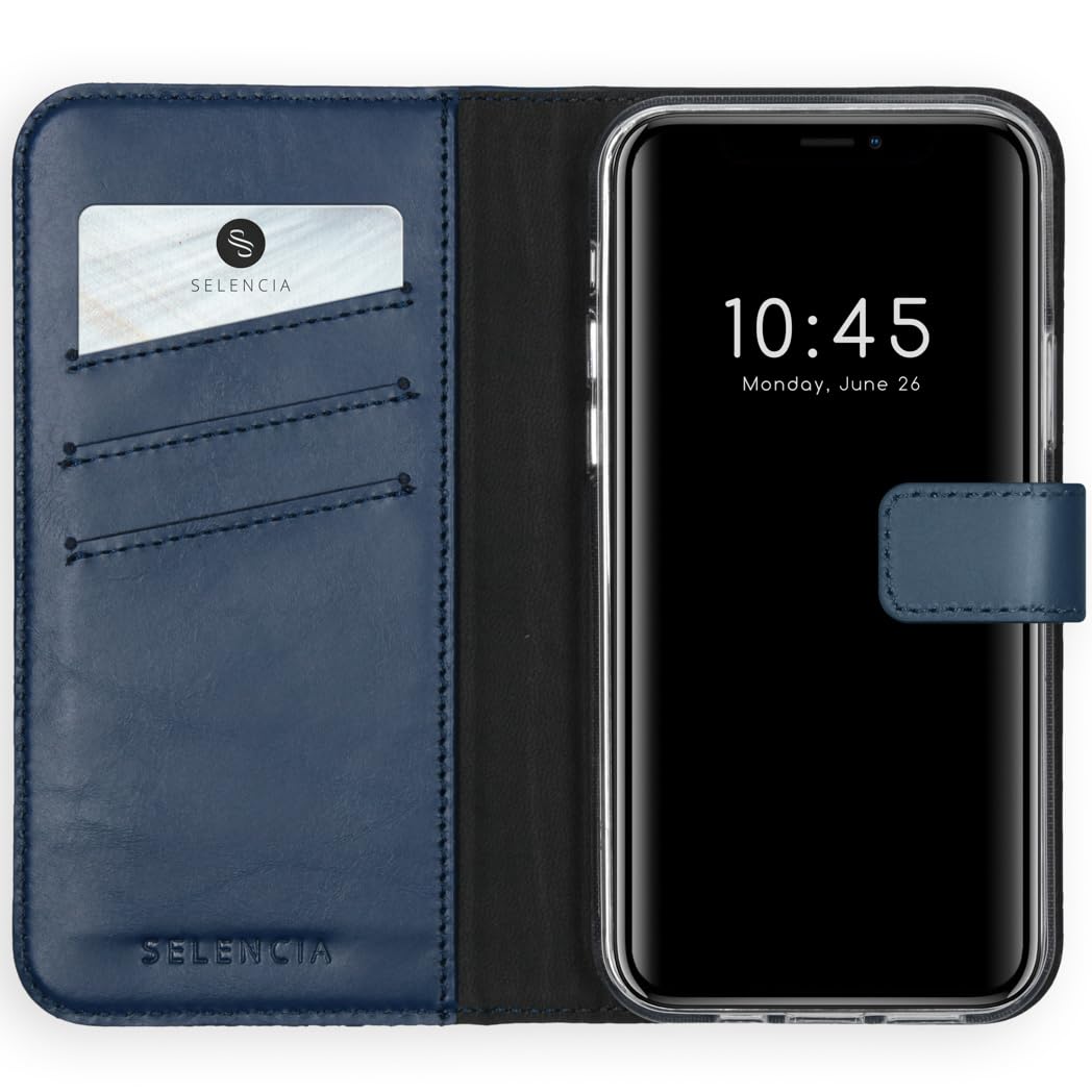 SELENCIA Bookcase Hülle kompatibel mit iPhone 12 Pro Max – Era Leder Handytasche Side Flip Case – Ha