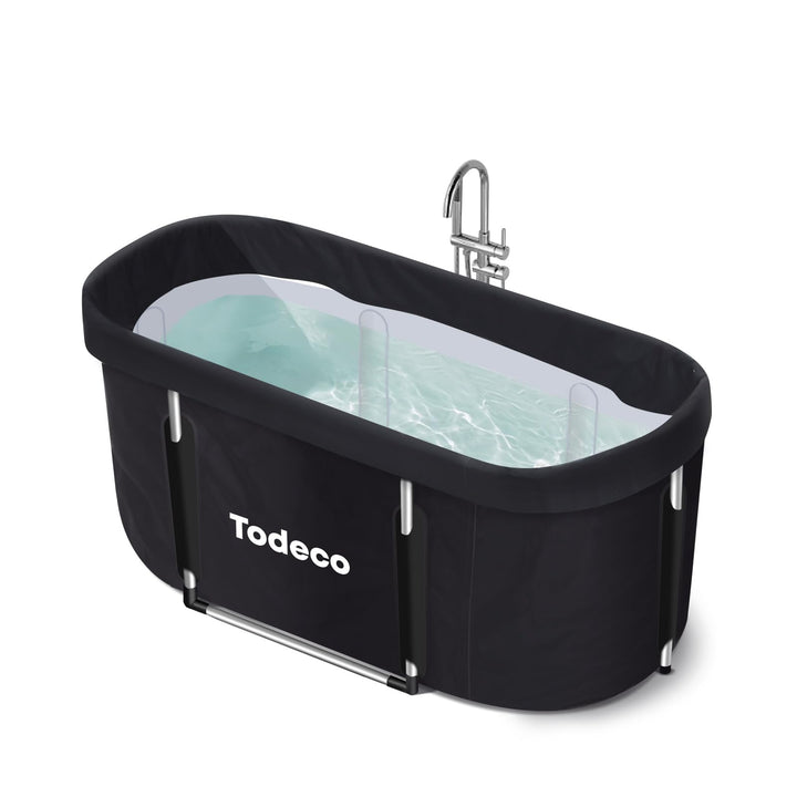 Todeco Faltbare Badewanne, Erwachsene Tragbarer Mobile Badewanne mit Verstärktem Metallbügel 120x55x