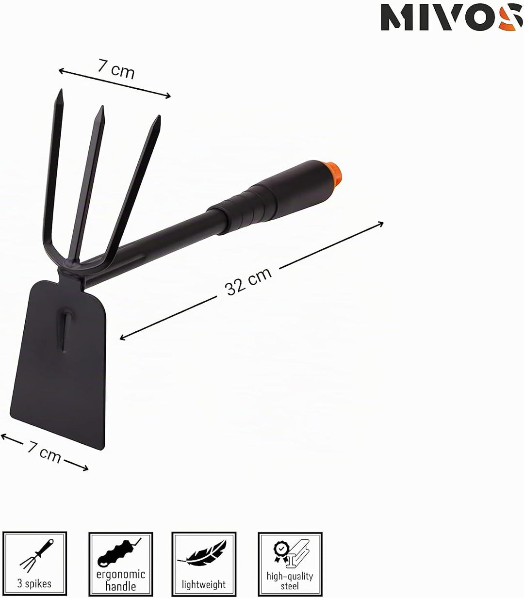 MIVOS 3-TLG Gartengeräte Set für Gartenpflege aus Stahl - Gartenwerkzeug Set mit Blumenkelle Handrec