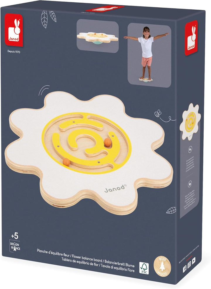 Janod - Sweet Cocoon Balance Board Blume Spielzeug aus FSC-Holz - Fördert Gleichgewichtssinn und Kon