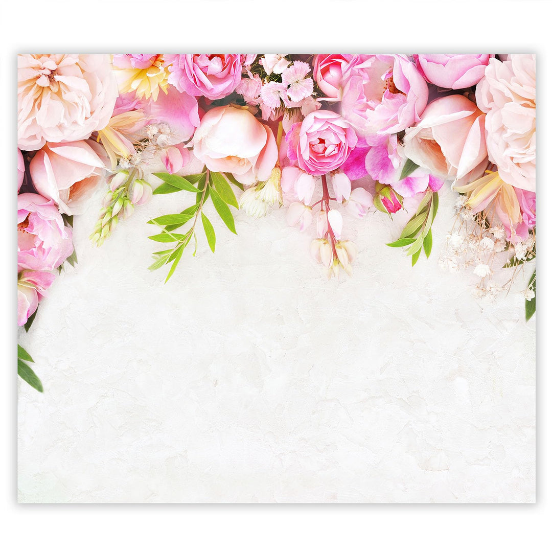 SmartDecoration Herdabdeckplatte Ceranfeldabdeckung aus Glas 60x52 cm Einteilig Motiv "Blumen" Weiss